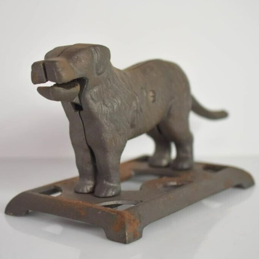 Antique Cast Iron Figural Dog Heavy Duty Nut Cracker ~